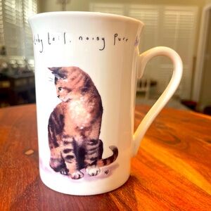 Kent Pottery CAT Coffee Cup Mug CURIOUS NOSE TWITCHING TAIL Porcelain kitty